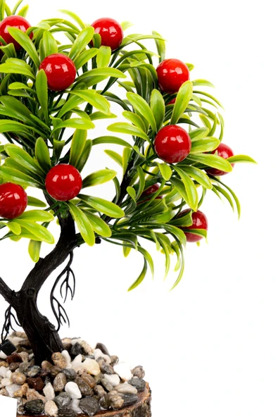 Taş Detaylı Odun Saksıda Yapay Bonsai Ağacı - 9