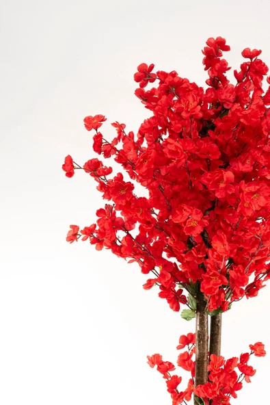 YAPAY ÇİÇEKÇİNİZ 150 Cm Kırmızı Renk Yapay Bahardalı Ağacı - Resim 2