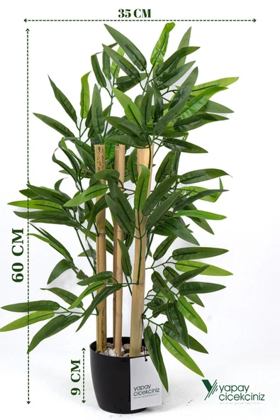 Taş Detaylı Saksıda 60 Cm Yapay Bambu Ağacı - Resim 6