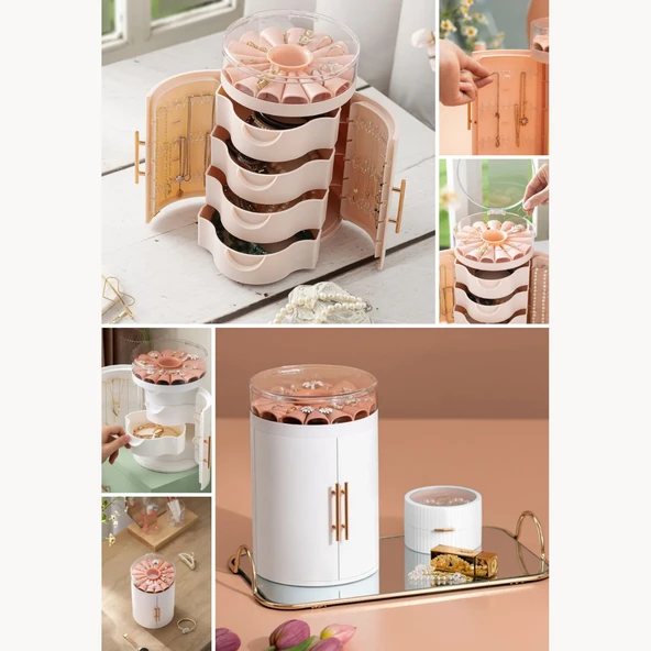 Mucit Home  Çekmeceli Kapaklı Askılı Takı Mücevherat Bijuteri Aksesuar Düzenleyici Organize