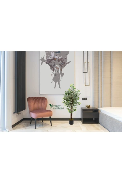 YAPAY ÇİÇEKÇİNİZ 120 Cm Yeşil Beyaz Yapay Benjamin Ağacı - Resim 4