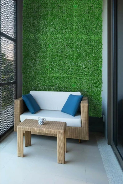 YAPAY ÇİÇEKÇİNİZ Yapay Duvar Kaplama Panel Şimşir Tabaka 40x60 Cm Yeşil Dik Duvar Uygulama - Resim 4