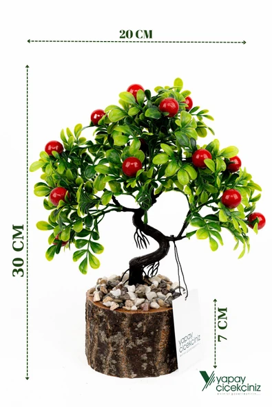 Taş Detaylı Odun Saksıda Yapay Bonsai Ağacı - 1