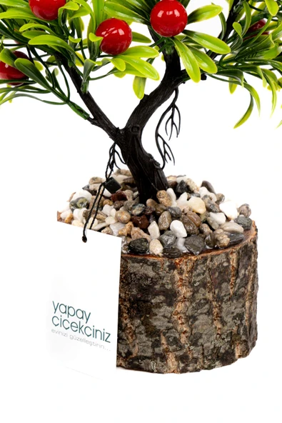 Taş Detaylı Odun Saksıda Yapay Bonsai Ağacı - 10