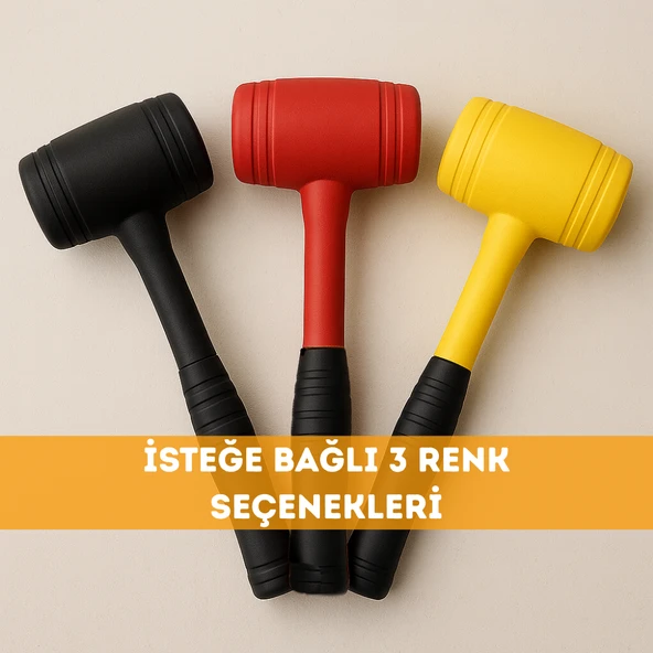 BEYLİNİ 50lik Kauçuk Tokmak Fayansçı Tokmağı Çadır Zemin Sabitleme Çelik Seramik Döşeme Tadilat Sarı Renk - 4