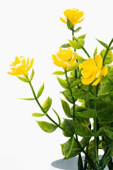 Beyaz Mini Saksıda Yapay Çiçek - Resim 5