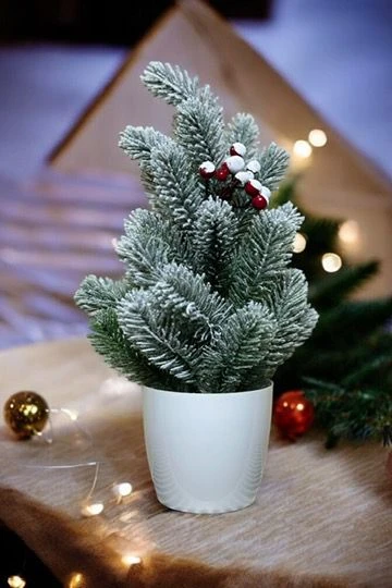 Kokinalı Kar Desenli Yılbaşı Çam Ağacı 36 Cm - 1