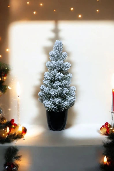 Kokinalı Kar Desenli Yılbaşı Çam Ağacı 36 Cm - 11