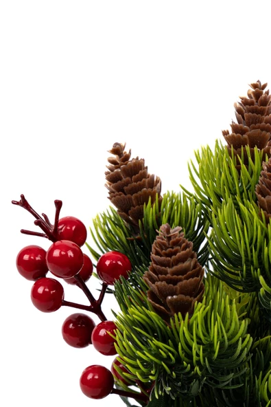 Saksıda Kokina Tanzimli Yapay Yılbaşı Çiçeği - Resim 3