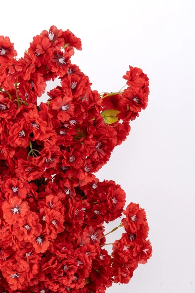 Çim Detaylı Beyaz Saksıda Kırmızı Renkli 100 cm Yapay Salon Bitkisi - Resim 3