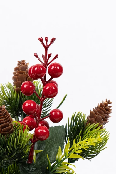 Saksıda Kokina Tanzimli Yapay Yılbaşı Çiçeği - Resim 11