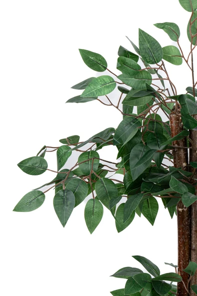 YAPAY ÇİÇEKÇİNİZ ÇİM DETAYLI GRİ SAKSIDA 3 KATLI YAPAY BENJAMİN AĞACI - Resim 3