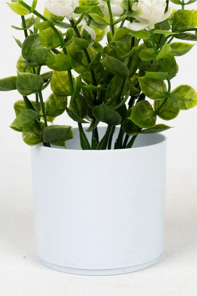Beyaz Mini Saksıda Yapay Çiçek - Resim 12
