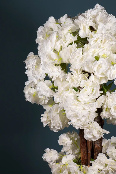 YAPAY ÇİÇEKÇİNİZ Beyaz Saksıda 100 Cm Luks Bahar Dalı Ağacı - Resim 2