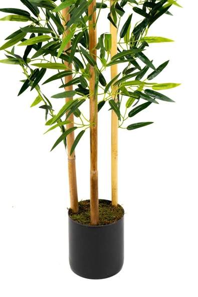 YAPAY ÇİÇEKÇİNİZ Yapay Yoğun Yapraklı Dekoratif Bambu Ağacı 3 Gövde 150cm - 7