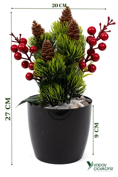 Saksıda Kokina Tanzimli Yapay Yılbaşı Çiçeği ürün görseli 1