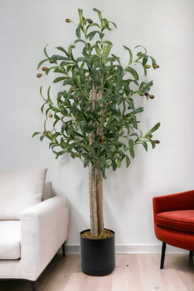 YAPAY ÇİÇEKÇİNİZ Siyah Saksıda 100 Cm Yapay Zeytin Ağacı - Resim 3