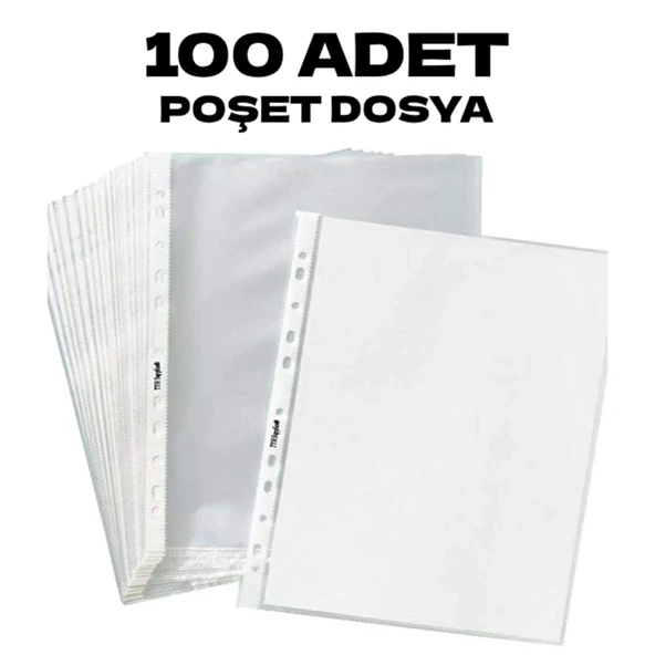 100 Adet Poşet dosya şeffaf A4 plastik ofis organize düzenleme kırtasiye arşiv iş büro düzeni belge evrak okul, ev, ticari