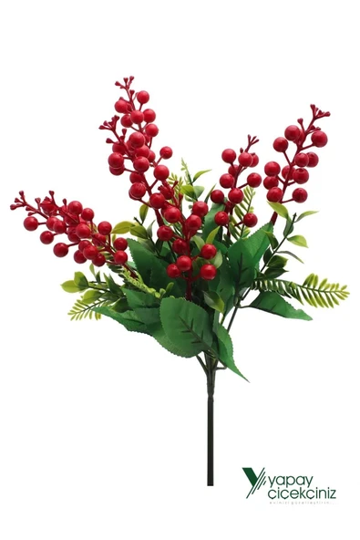 YAPAY ÇİÇEKÇİNİZ Yapay Yılbaşı Kokina Demeti 5 Dal 40 Cm ürün görseli 1