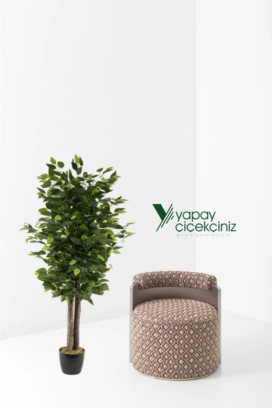 YAPAY ÇİÇEKÇİNİZ Siyah Saksıda Yoğun Yapraklı 100 Cm Yapay Benjamin Ağacı - Resim 5