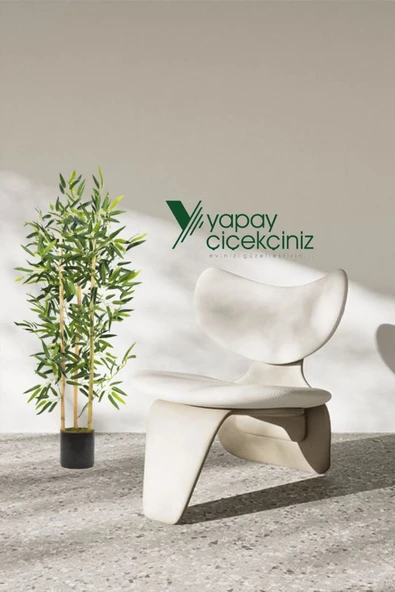 YAPAY ÇİÇEKÇİNİZ Yapay Yoğun Yapraklı Dekoratif Bambu Ağacı 3 Gövde 120cm - 4