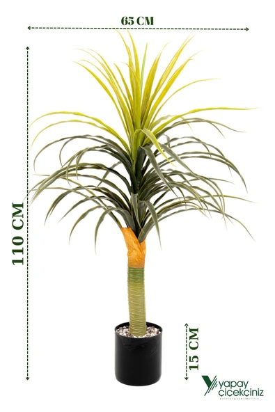 YAPAY ÇİÇEKÇİNİZ Taş Detaylı Siyah Renkli Saksıda 110 cm Yapay Yuka Dragon Ağacı ürün görseli 1