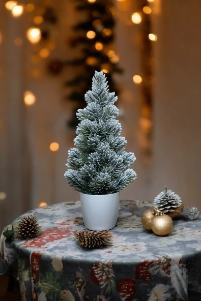 KAR DESENLİ YILBAŞI ÇAM AĞACI 42 CM - Resim 5