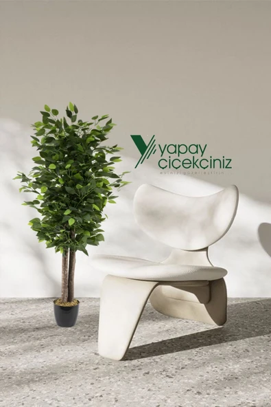 YAPAY ÇİÇEKÇİNİZ Siyah Saksıda Yoğun Yapraklı 100 Cm Yapay Benjamin Ağacı - Resim 4