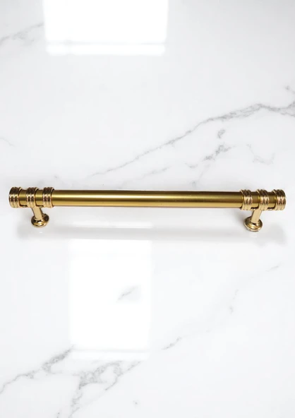 Nesli Alüminyum Metal Lüks Modern Mobilya Çekmece Mutfak Dolabı Kulpu Altın 192mm (10 Adet) - 6