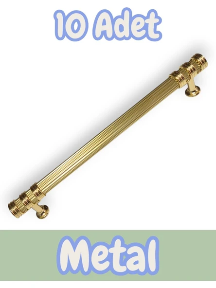 Çizgili Nesli Alüminyum Metal Lüks Modern Mobilya Çekmece Mutfak Dolabı Kulpu Altın 192mm (10 Adet)