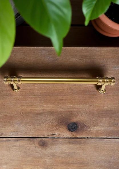 Nesli Alüminyum Metal Lüks Modern Mobilya Çekmece Mutfak Dolabı Kulpu Altın 160mm (10 Adet) - 4