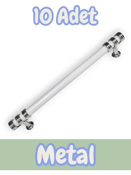 Nesli Alüminyum Metal Lüks Modern Mobilya Çekmece Mutfak Dolabı Kulpu Beyaz-Krom 128mm (10 Adet)