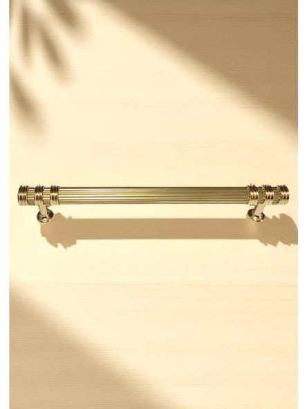 Çizgili Nesli Alüminyum Metal Lüks Modern Mobilya Çekmece Mutfak Dolabı Kulpu Altın 96mm (5 Adet) - 5