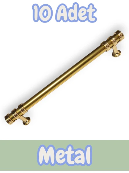 Nesli Alüminyum Metal Lüks Modern Mobilya Çekmece Mutfak Dolabı Kulpu Altın 192mm (10 Adet) - 1