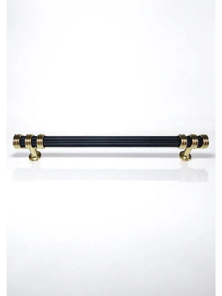Çizgili Nesli Alüminyum Metal Lüks Modern Mobilya Çekmece Mutfak Dolabı Kulpu Siyah-Altın 224mm - 2