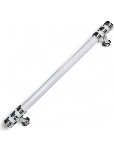 Nesli Alüminyum Metal Lüks Modern Mobilya Çekmece Mutfak Dolabı Kulpu Beyaz-Krom 128mm