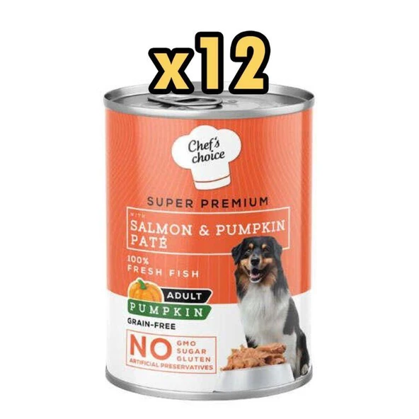 New Chefs Choice Pumpkin Pate Somon Balkabak ve Sebzeli Köpek Yaş Maması 400 Gr X 12 Adet ürün görseli 1