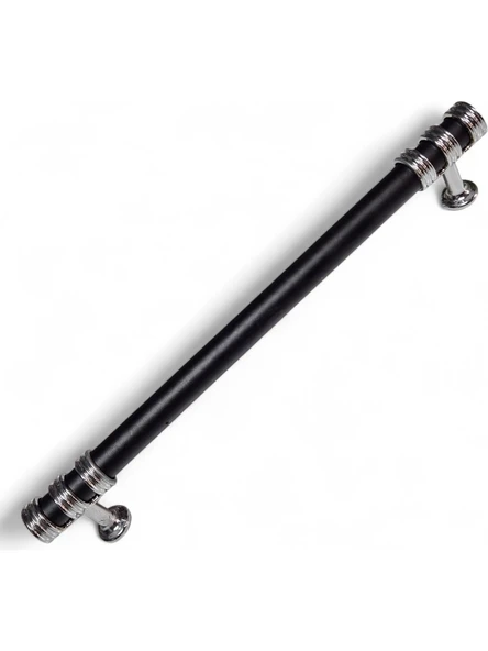 Nesli Alüminyum Metal Lüks Modern Mobilya Çekmece Mutfak Dolabı Kulpu Siyah-Krom 128mm