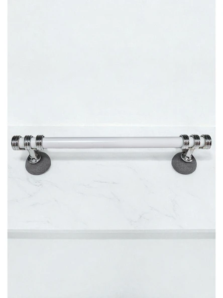 Nesli Alüminyum Metal Lüks Modern Mobilya Çekmece Mutfak Dolabı Kulpu Beyaz-Krom 128mm (10 Adet) - 4