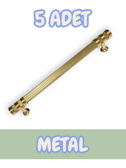 Çizgili Nesli Alüminyum Metal Lüks Modern Mobilya Çekmece Mutfak Dolabı Kulpu Altın 96mm (5 Adet)