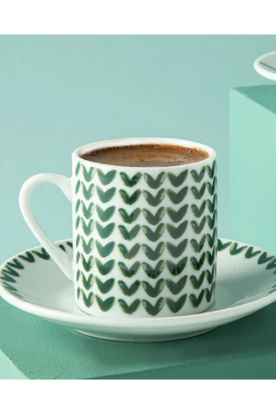 English Home Leno Porselen 4 Parça 2 Kişilik Kahve Fincan Takımı 80 Ml Yeşil - 2