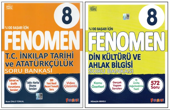 FENOMEN 8. SINIF 8AB İNKILAP+DİN KÜLTÜRÜ SORU BANKASI(2 KİTAP) ürün görseli 1