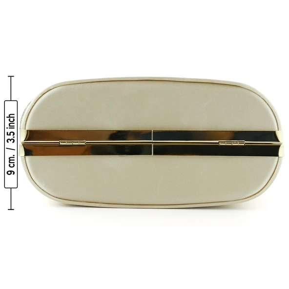 Erkan Saçmacı Ten Saten Taşlı Altın Metal Saplı Zincir Askılı Abiye Çanta - 6