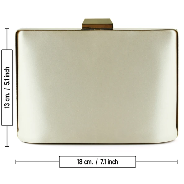 Erkan Saçmacı Ten Saten Taşlı Altın Metal Saplı Zincir Askılı Abiye Çanta - 5