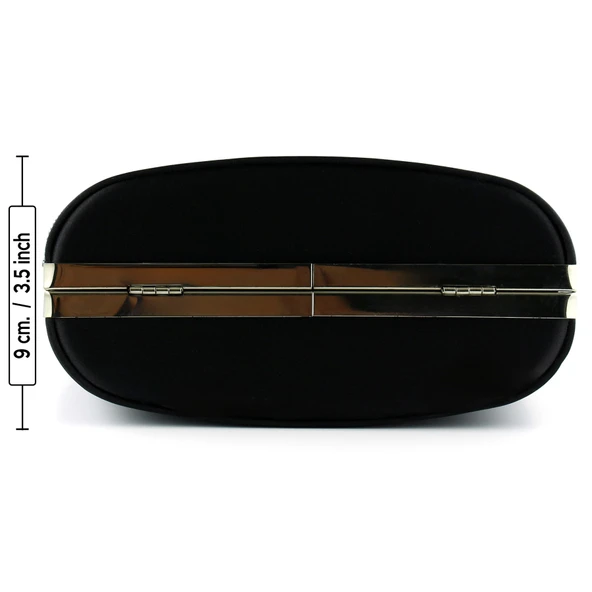 Erkan Saçmacı Siyah Saten Taşlı Gümüş Metal Saplı Zincir Askılı Abiye Çanta - 6