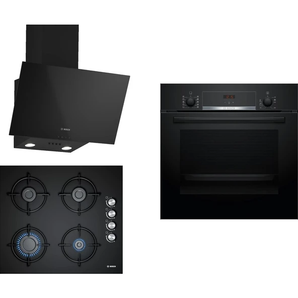 Siyah 3 Lü Ankastre Set 265 ( HBF514BB1T - POP6C6O10O - DWK63PJ60T (61T) )