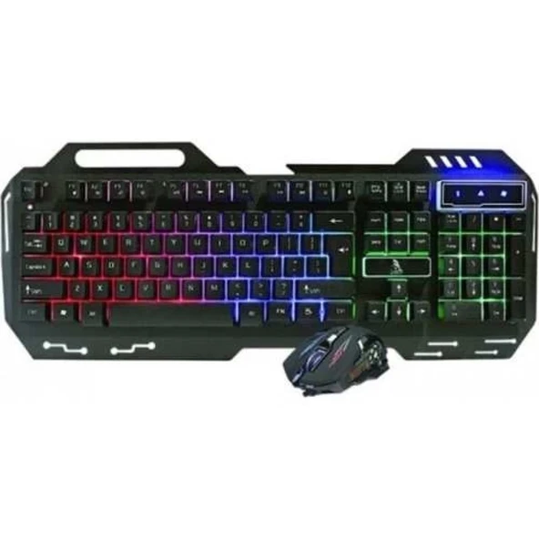 Polygold PG-8014 Işıklı Oyuncu Klavye Mouse Seti - Siyah