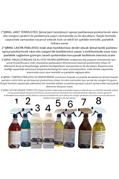 Şimal otokimya market ARABA TEMİZLEME SETİ/ OTO BAKIM SETİ KENDİ SETİNİ OLUŞTUR 5 ADET 1 LİTRELİK - 3