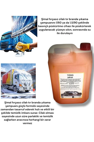 Şimal otokimya market Fırçasız Cilalı Tır Branda Yıkama Şampuanı 5lt - 2