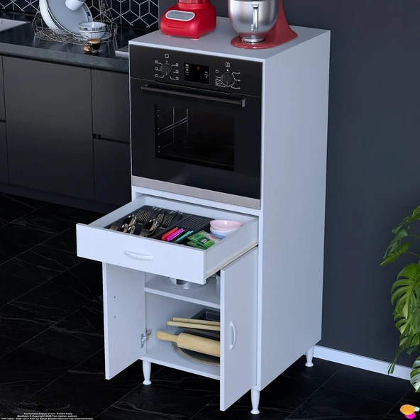 Modilayn BELEK Ankastre Dolap (60x152.3x56 cm): 1 çekmece, 2 kapak, 2 göz raflı kullanışlı tasarım - 3